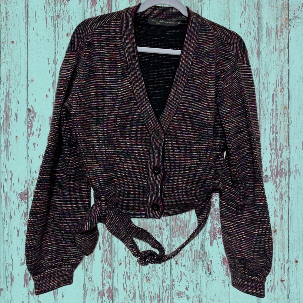 House of Harlow x Revolve | Rainbow Knit Cropped Cardigan | Multicolor Sweater